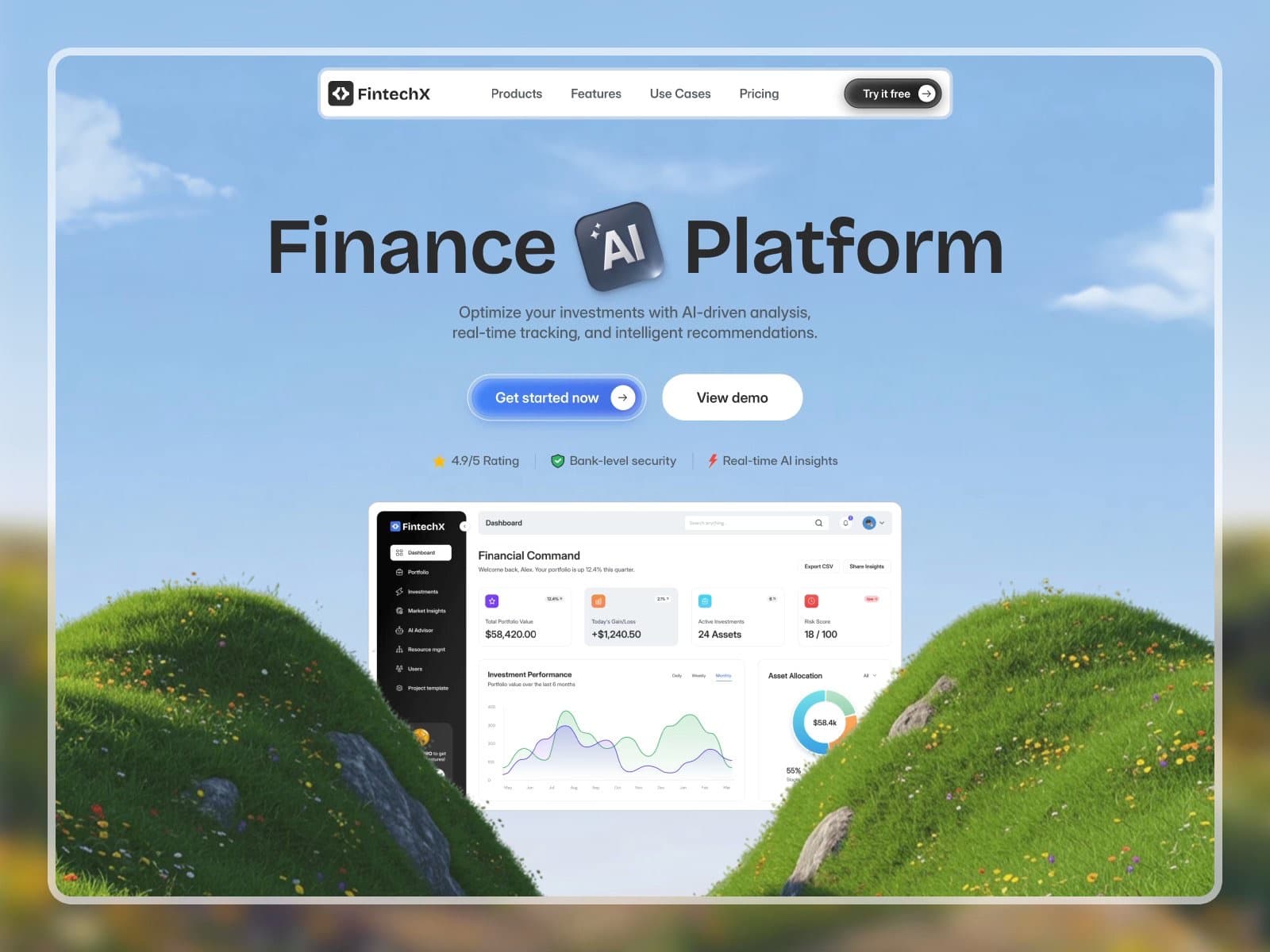 Aperçu du template Framer FintechX